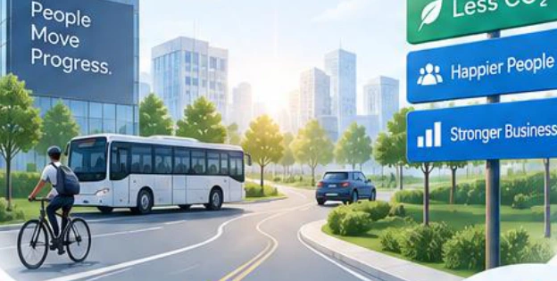A people-centric city with corporate shuttle, cycling and greener mobility